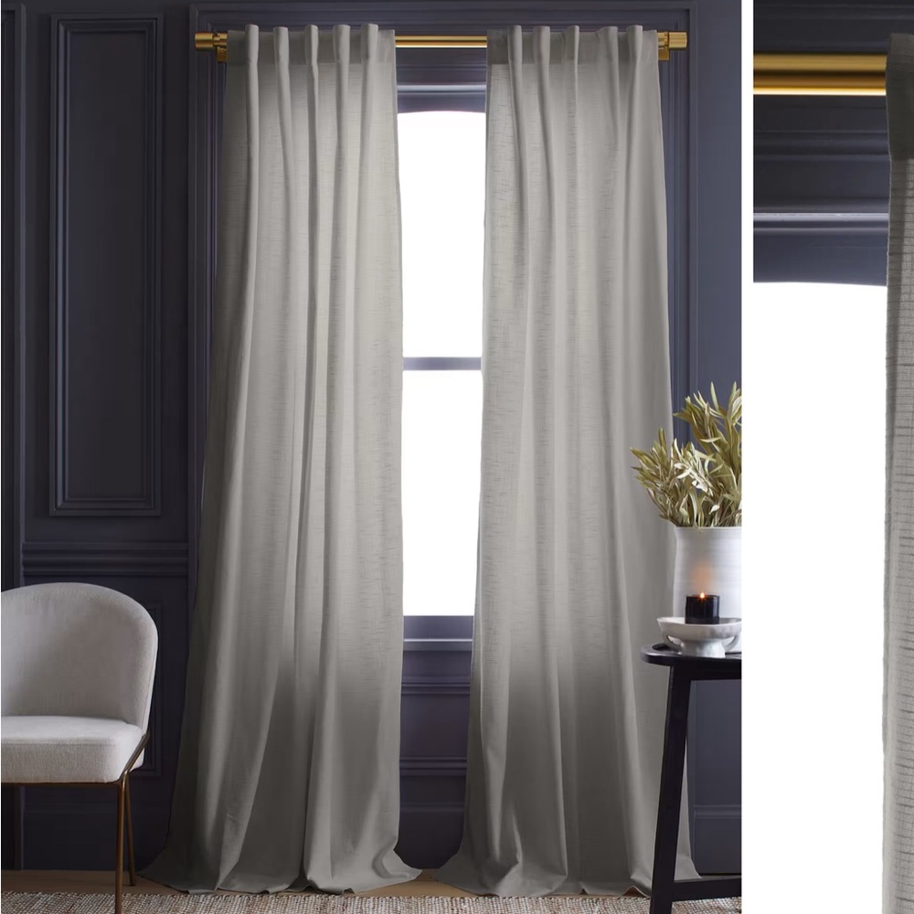 NWOT QUINCE Set Of 2 48x84 Cotton Slub Curtains Cloud 8821